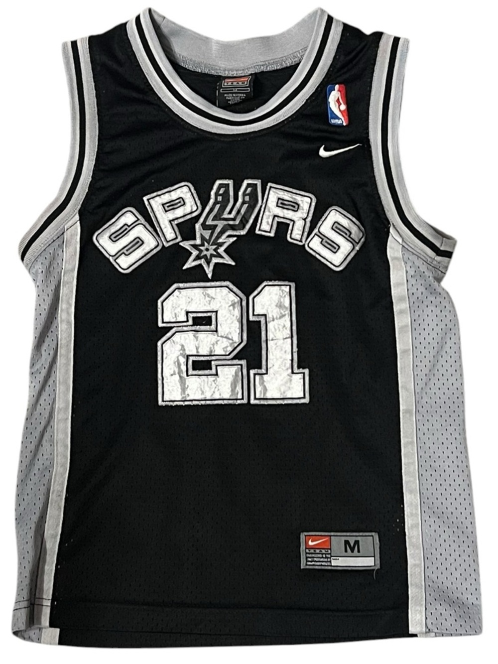 Men's Nike Spurs Duncan #21 Jersey M Black Gray